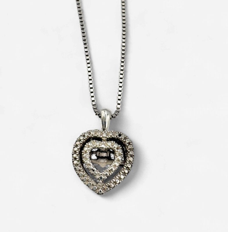 STERLING DANCING HEART PENDANT WITH CHAIN 18"
