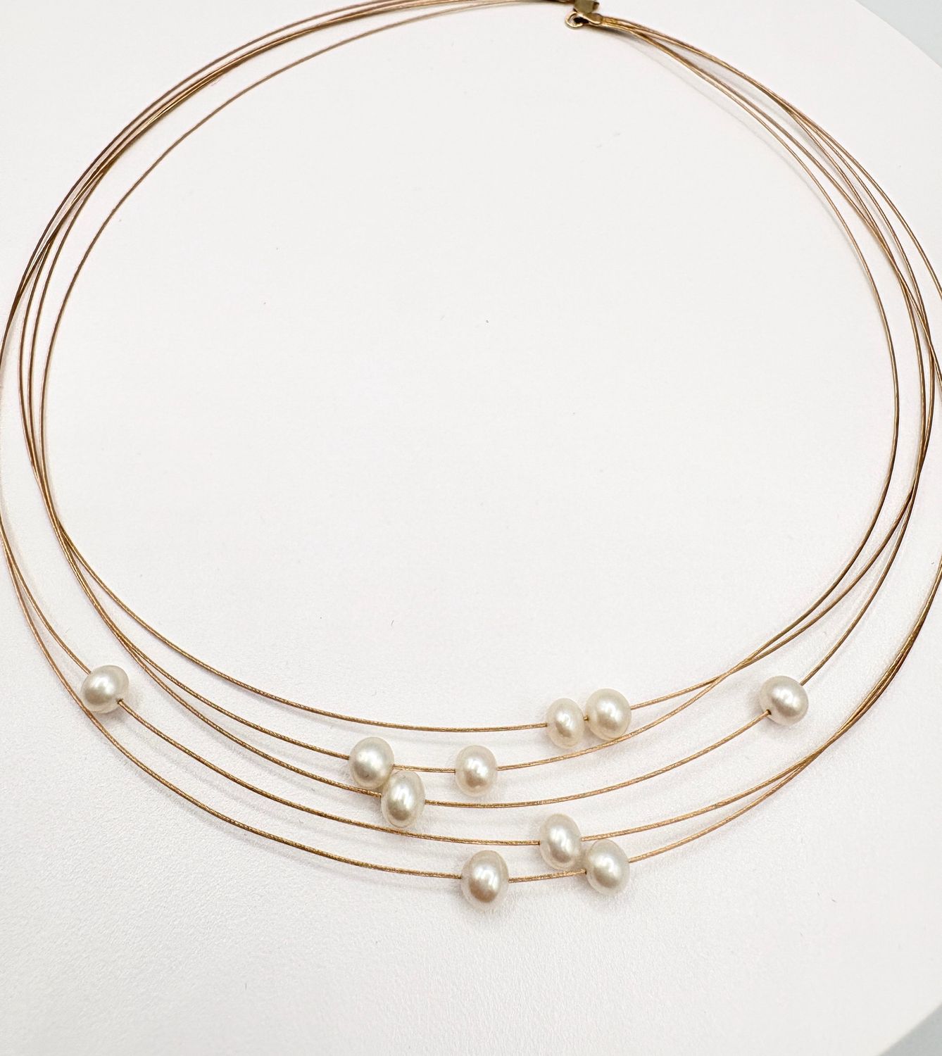 14KY MULTI WIRE FRESHWATER PEARL NECKLACE 16"