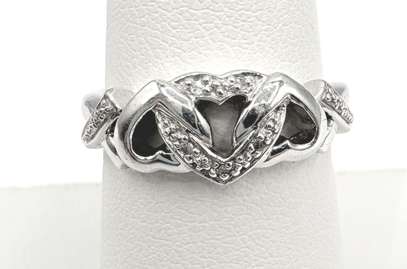 STERLING TRI HEART CZ RING SIZE 7
