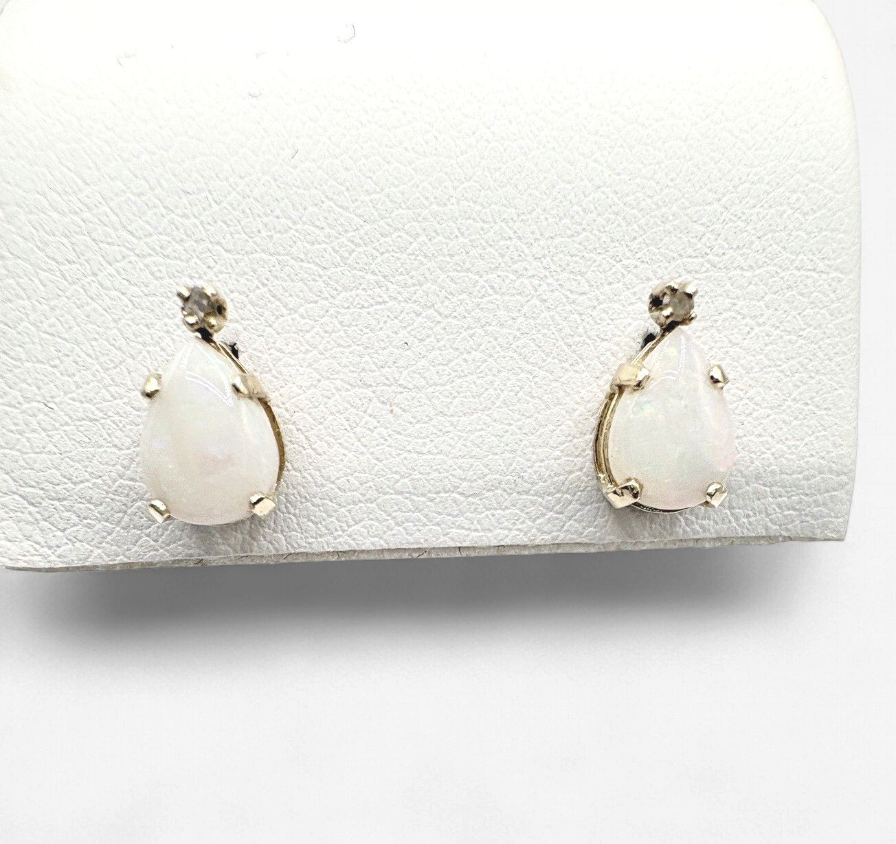14KY OPAL WITH DIAMOND ACCENT STUD EARRING