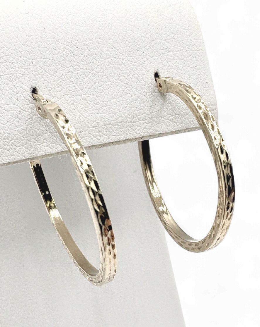 14KY DIAMOND CUT HOOP EARRING