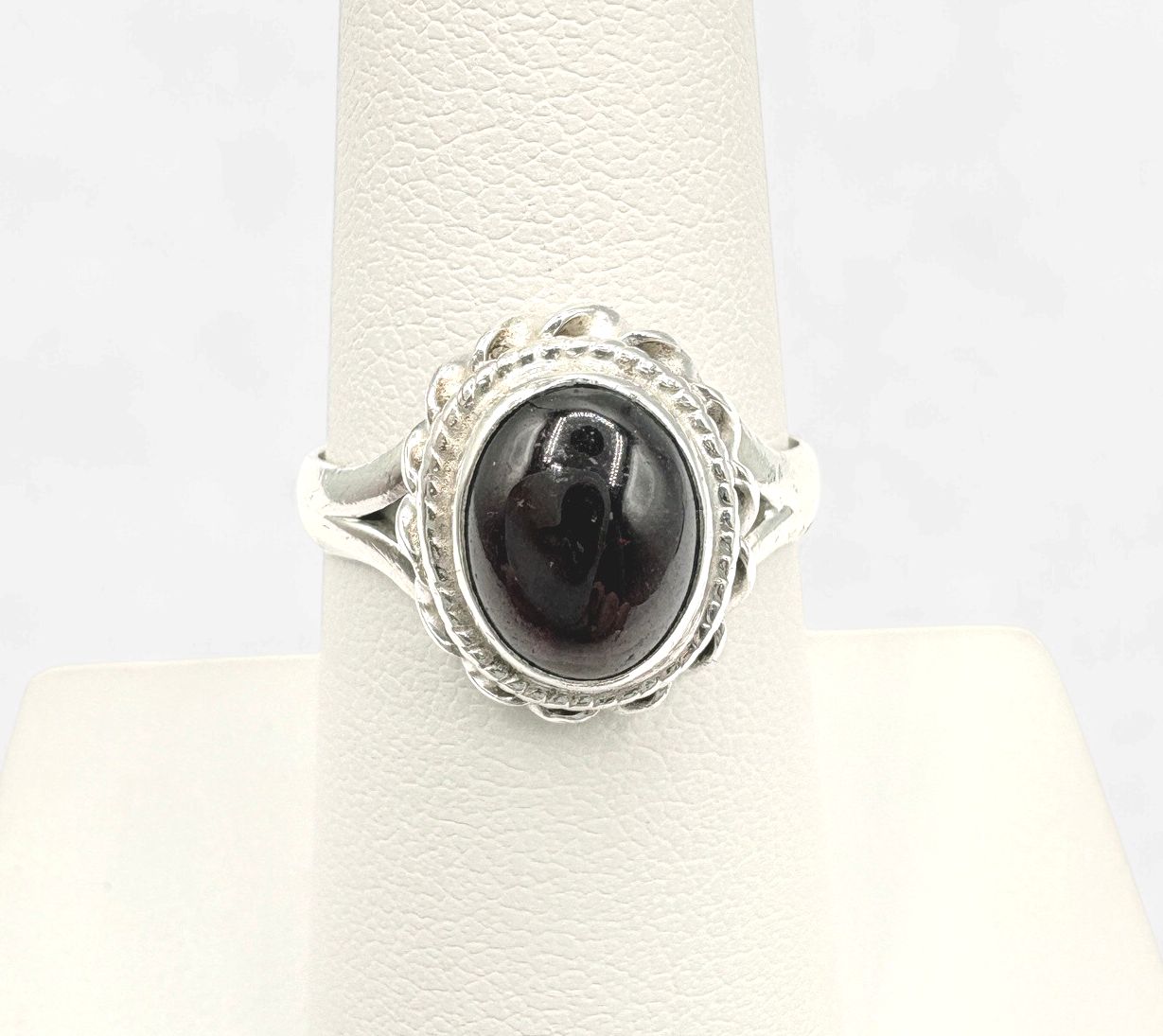 STERLING OVAL PINK TOURMALINE RING SIZE 7