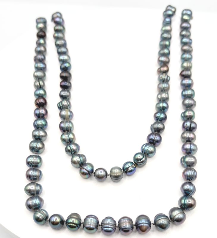 BLACK FRESH WATER PEARL 46" STRAND/8MM