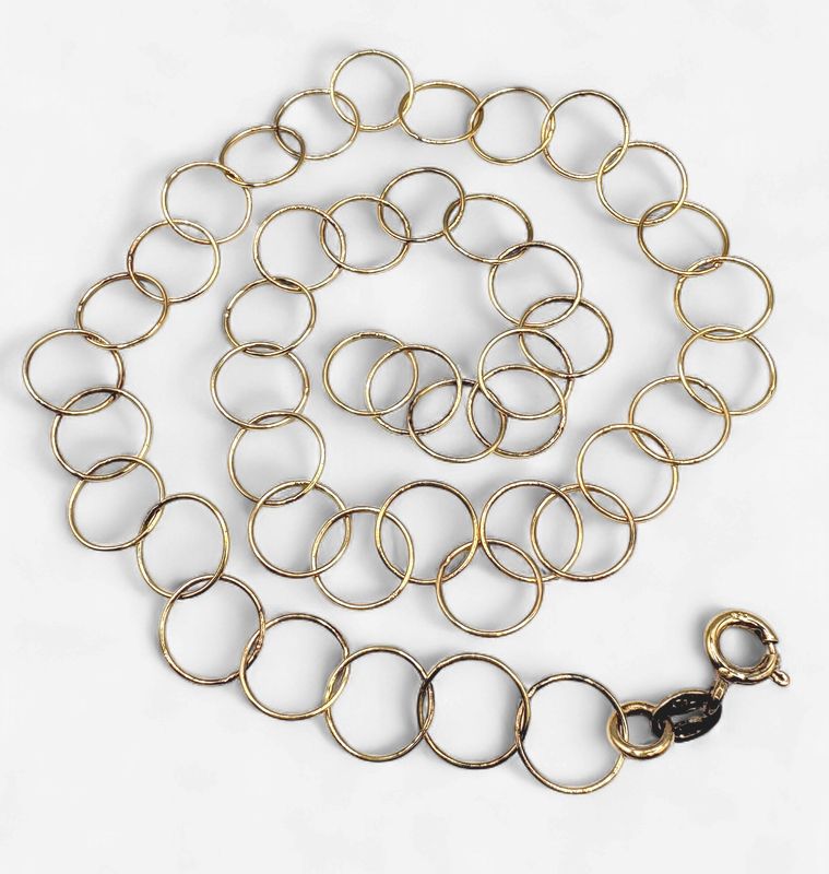 STERLING GOLD PLATED CONNECTED CIRCLE NECKLACE 16"