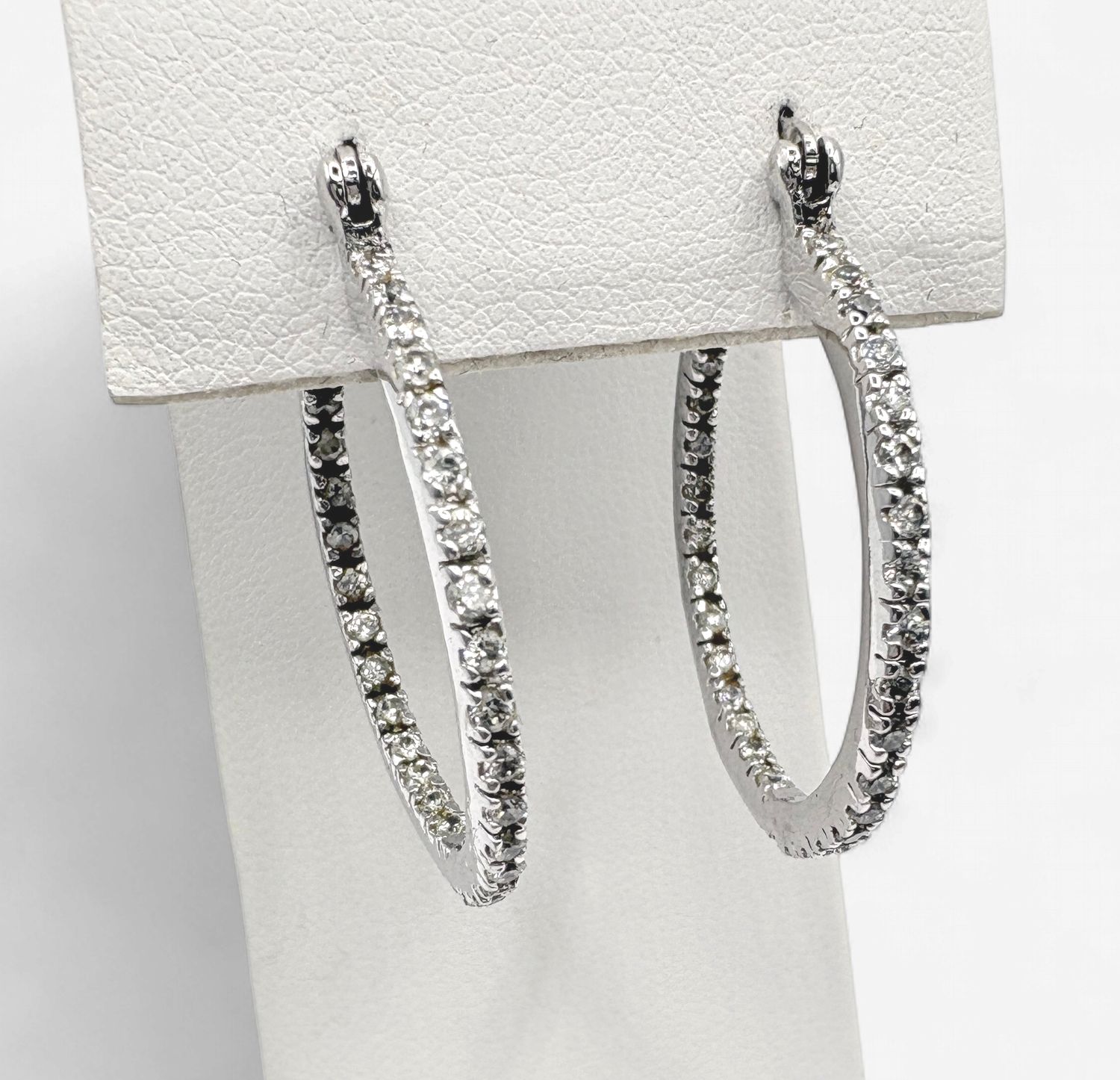STERLING INSIDE/OUT CZ HOOP EARRING