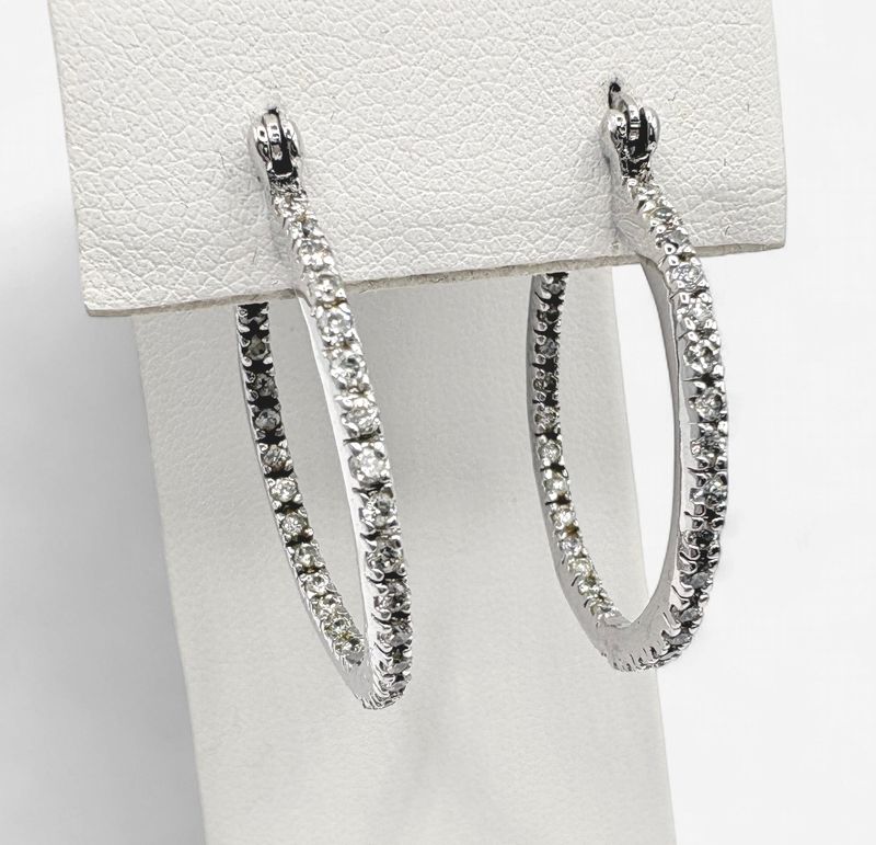 STERLING INSIDE/OUT CZ HOOP EARRING