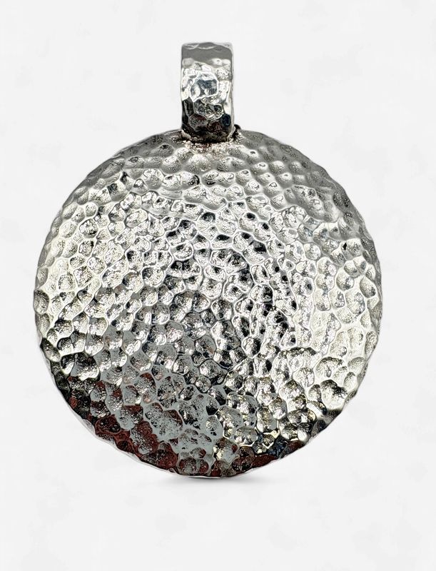 STERLING LARGE HAMMERED PENDANT