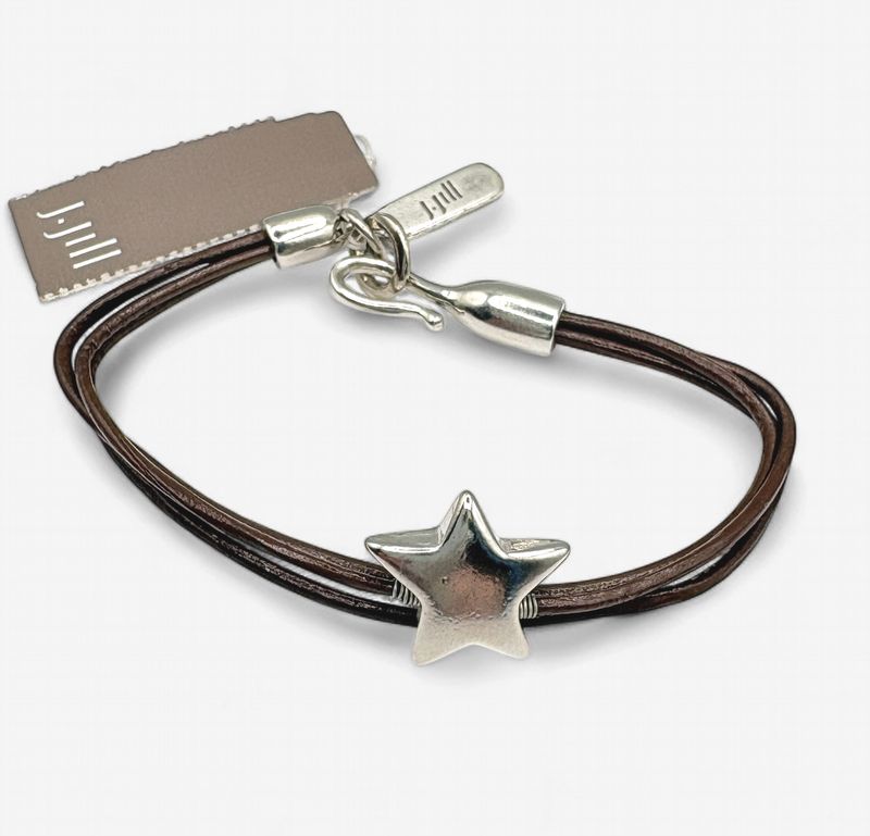 LEATHER BRACELET WITH SILVER TONE STAR BY J. JILL