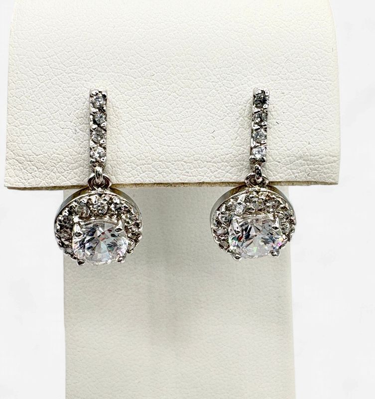 STERLING  CZ DANGLE EARRING