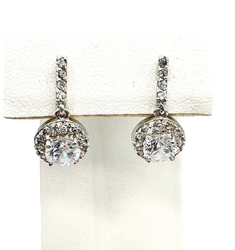 STERLING  CZ DANGLE EARRING