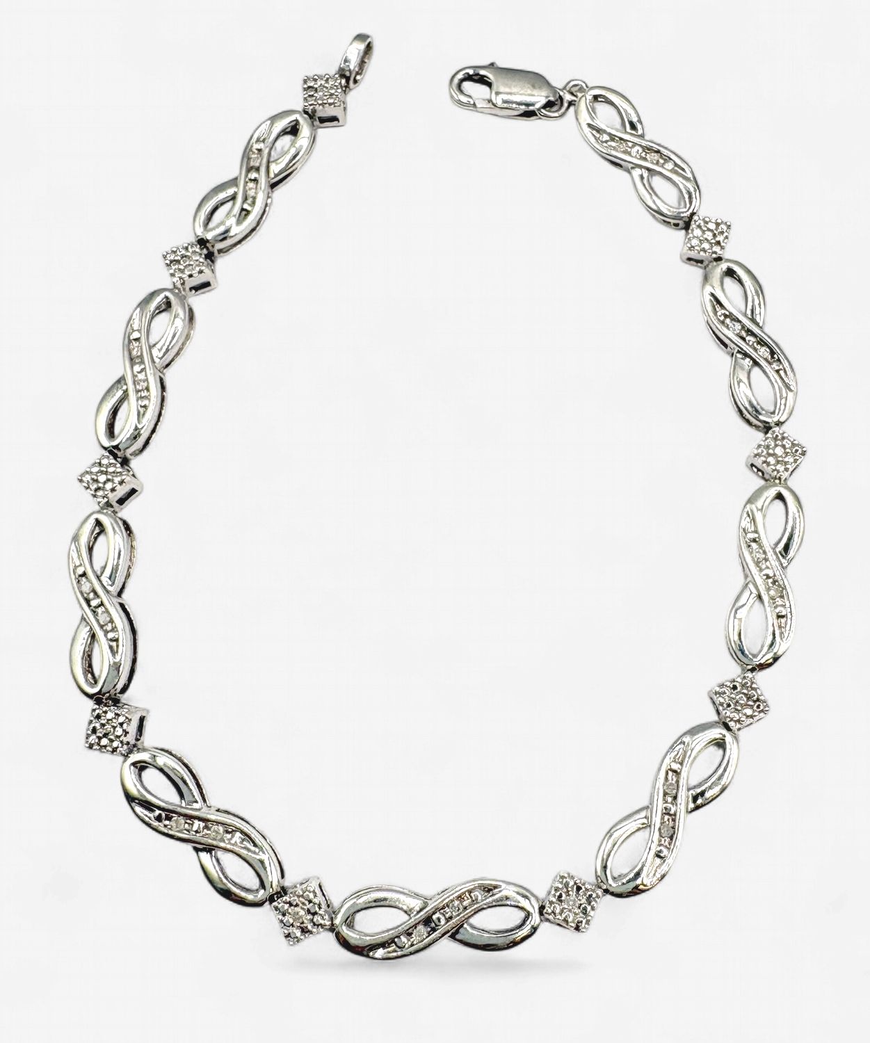 STERLING DIAMOND INFINITY BRACELET 7.5"