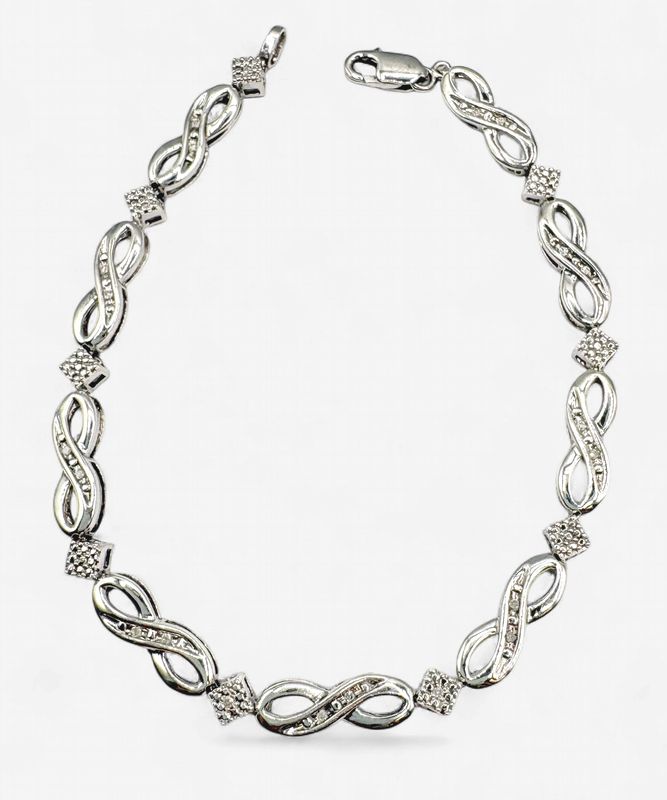 STERLING DIAMOND INFINITY BRACELET 7.5"