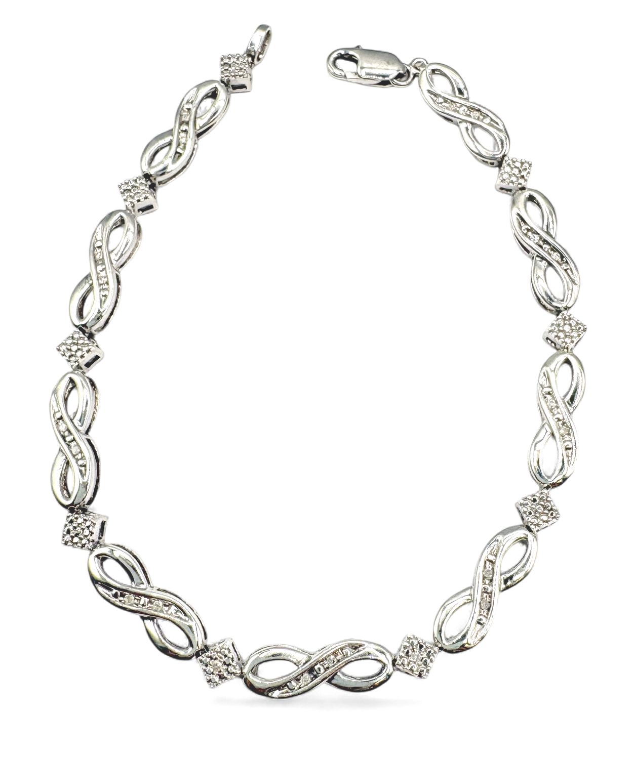 STERLING DIAMOND INFINITY BRACELET 7.5"