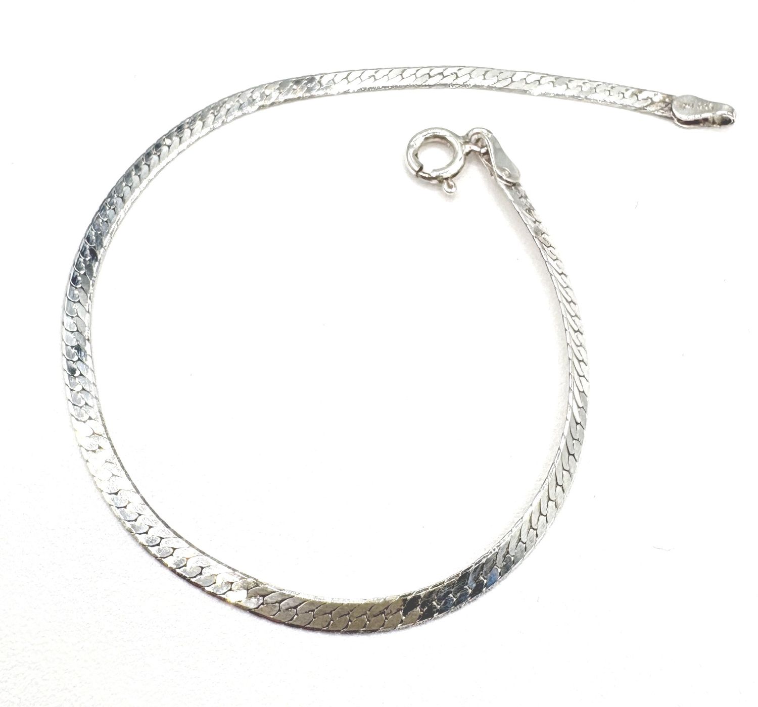 STERLING HERRINGBONE BRACELET  7.5"
