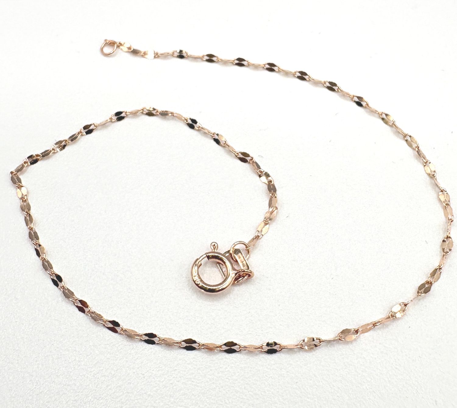 10K ROSE GOLD DAINTY MIRROR LINK BRACELET 7.5"