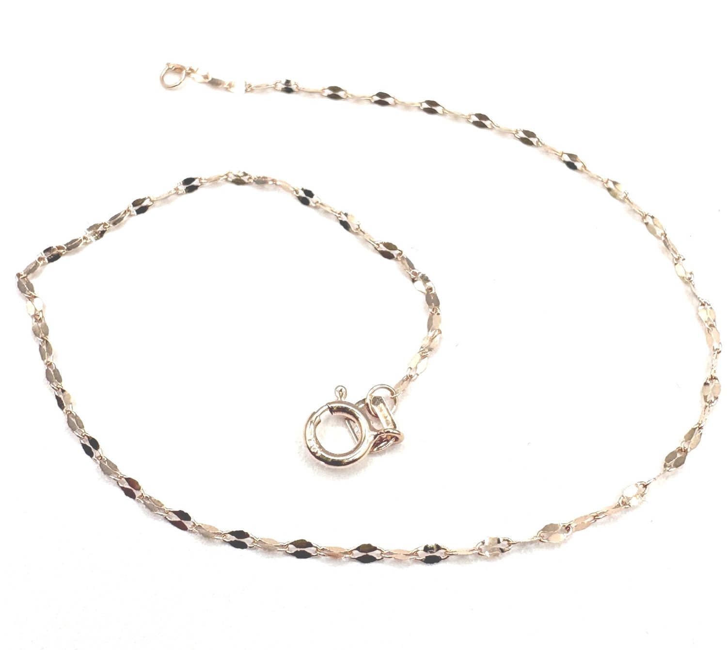 10K ROSE GOLD DAINTY MIRROR LINK BRACELET 7.5"