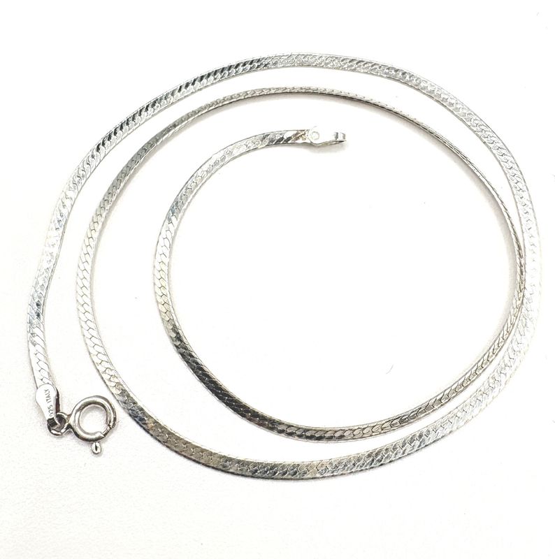 STERLING ETCHED HERRINGBONE CHAIN 20"