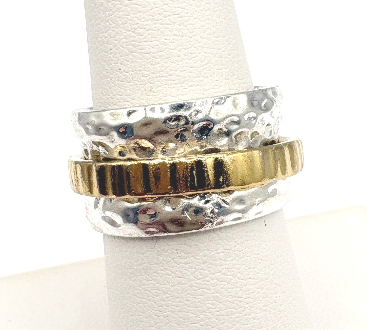 STERLING WIDE BAND WITH SPINNER RING SIZE 7