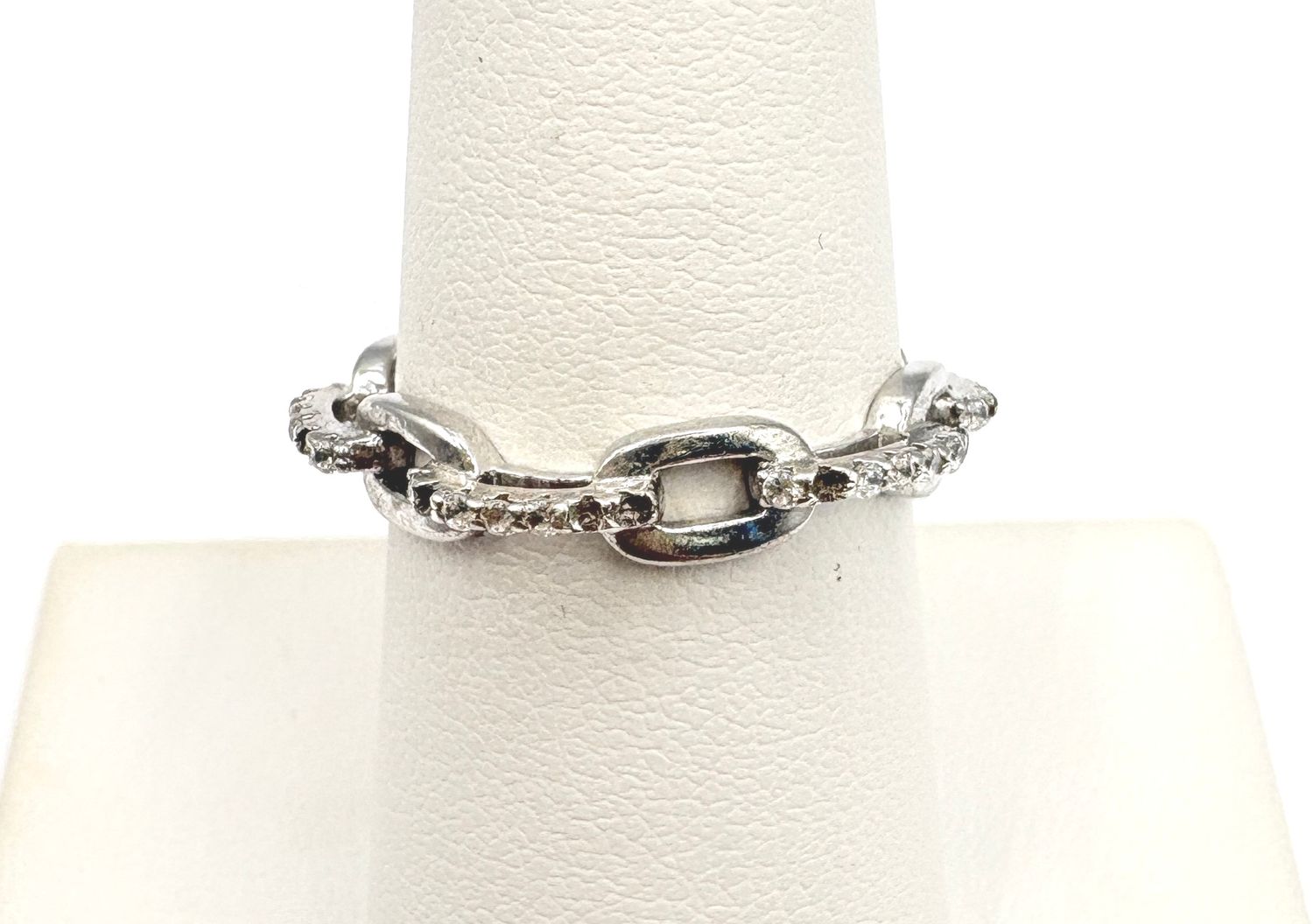 STERLING ANCHOR PATTERN CHAIN RING SIZE 7.5