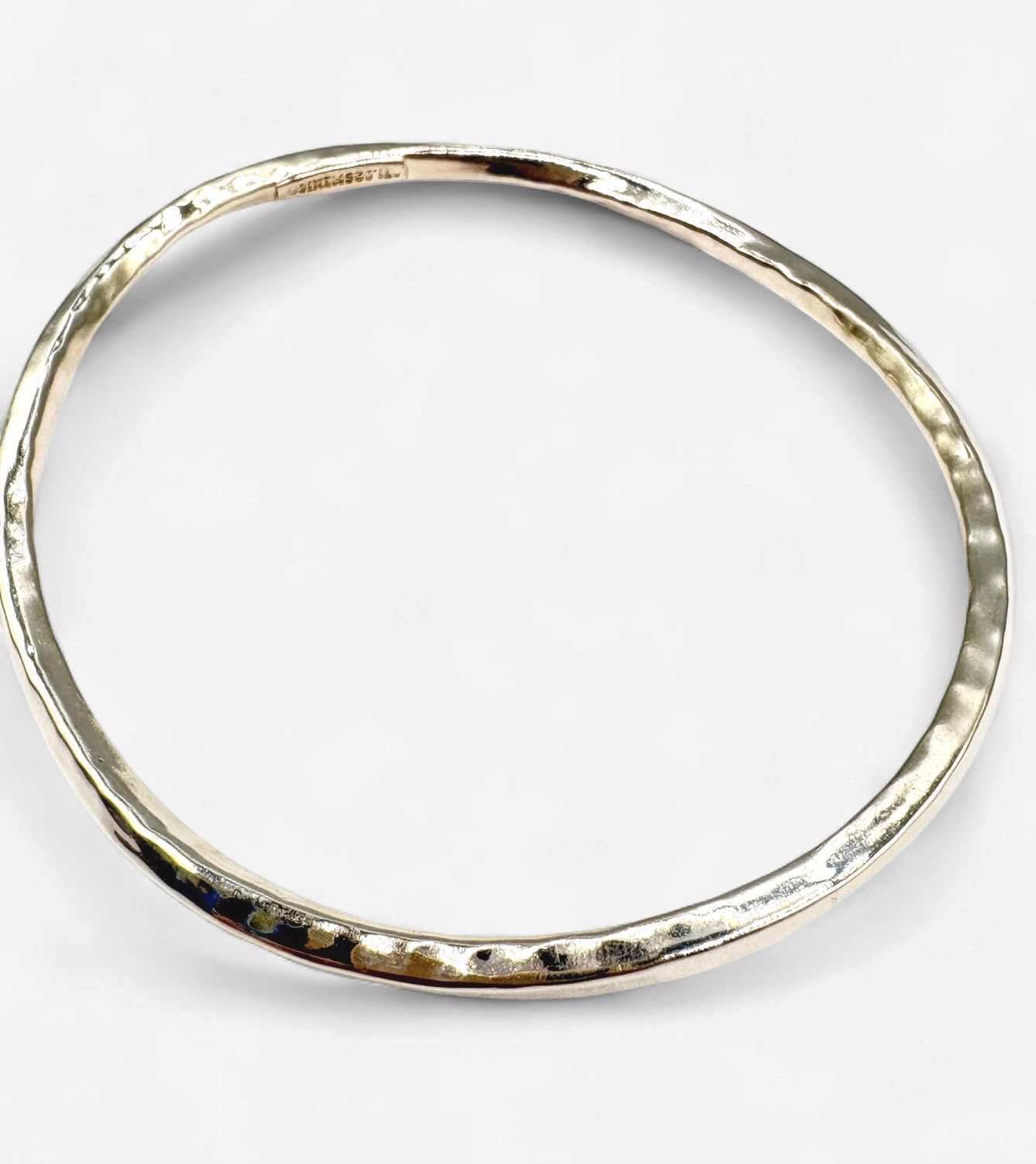 STERLING TWIST HAMMERED BANGLE BRACELET 9"