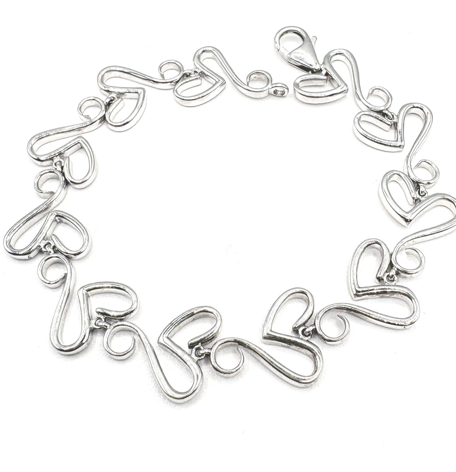 STERLING OPEN HEART LINK BRACELET 8"