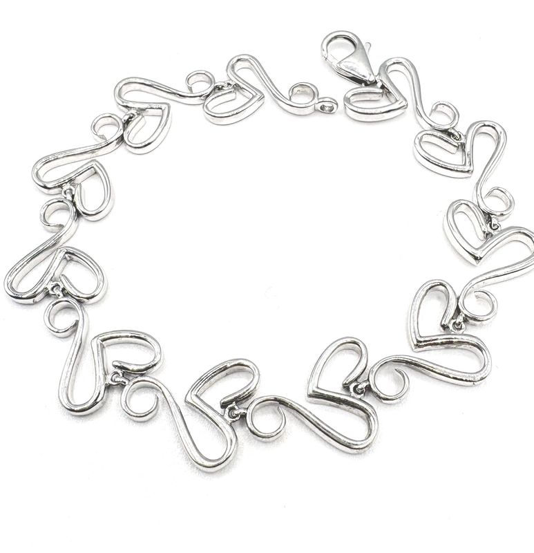 STERLING OPEN HEART LINK BRACELET 8"