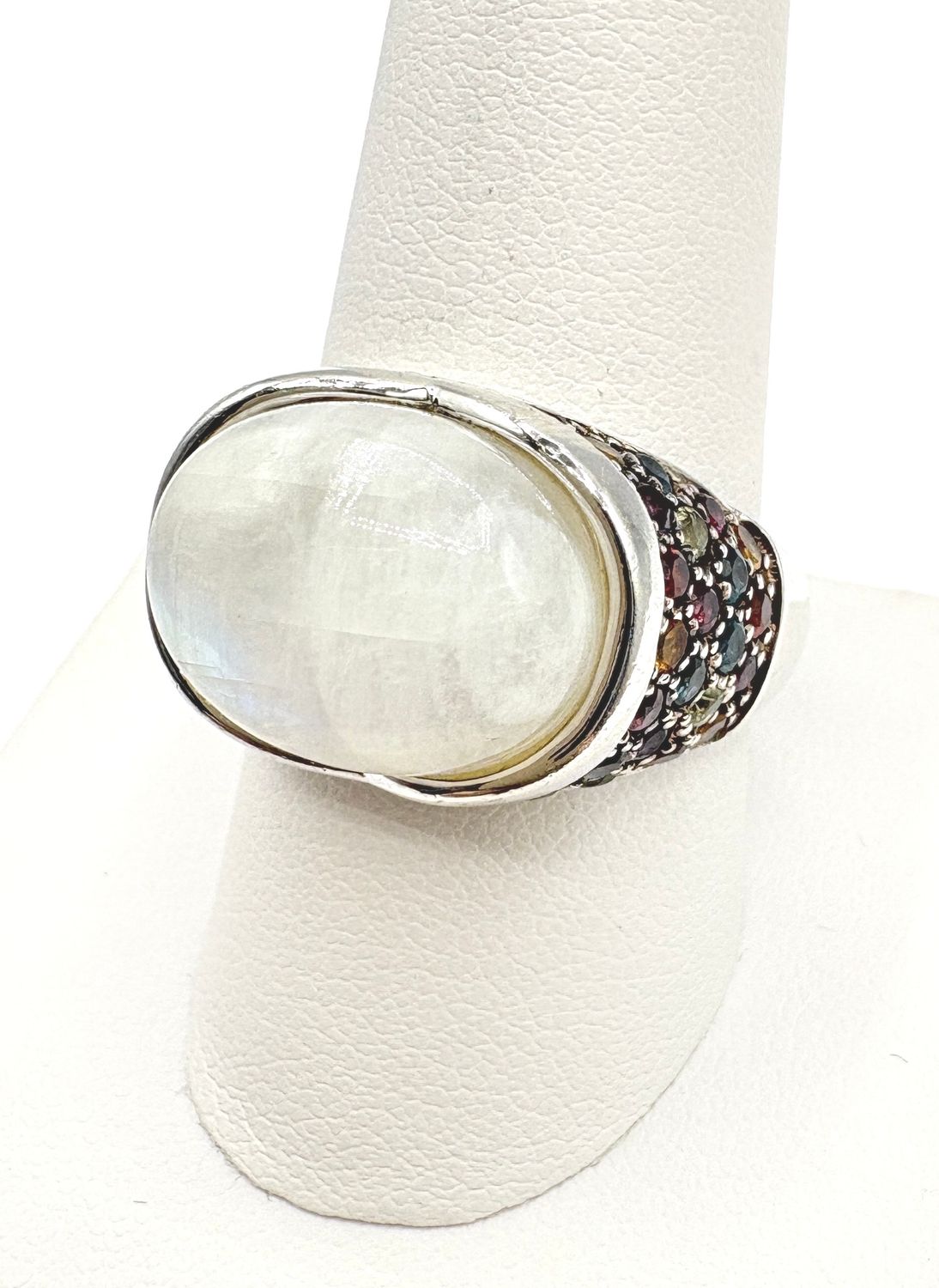 STERLING CABOCHON MOONSTONE RING SIZE 10