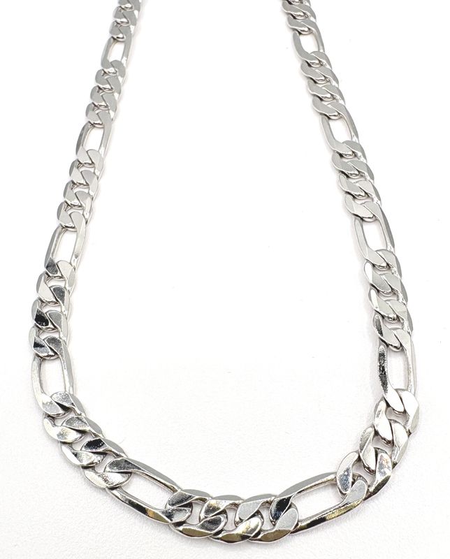 STERLING 6.5MM FIGARO CHAIN 22"