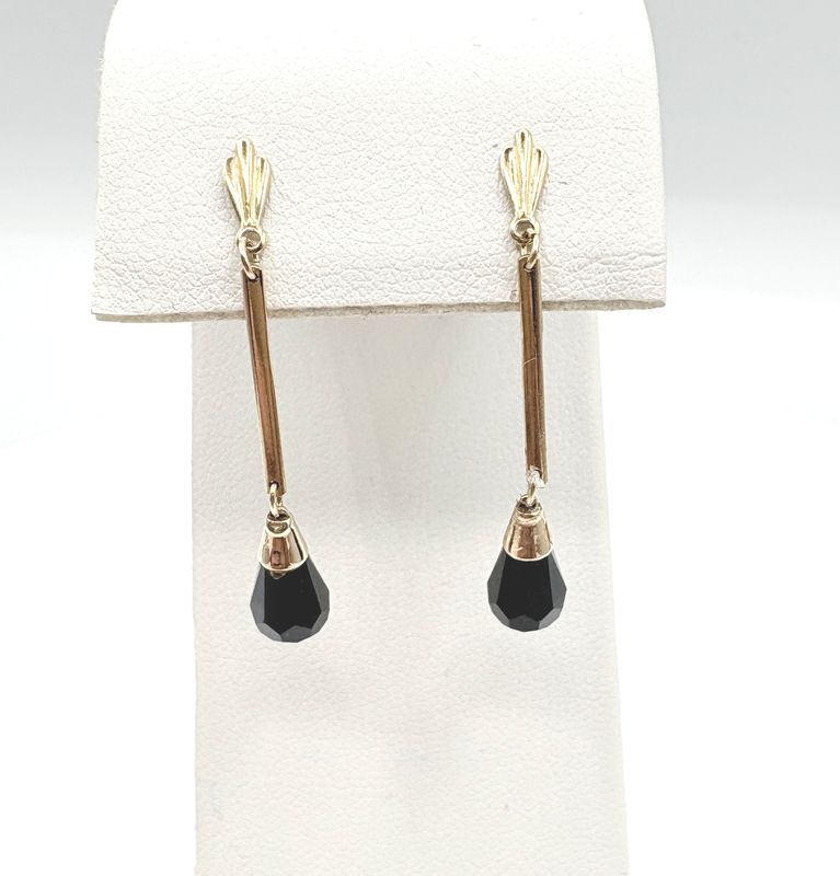 14KY BRIOLETTE BLACK ONXY DANGLE EARRING