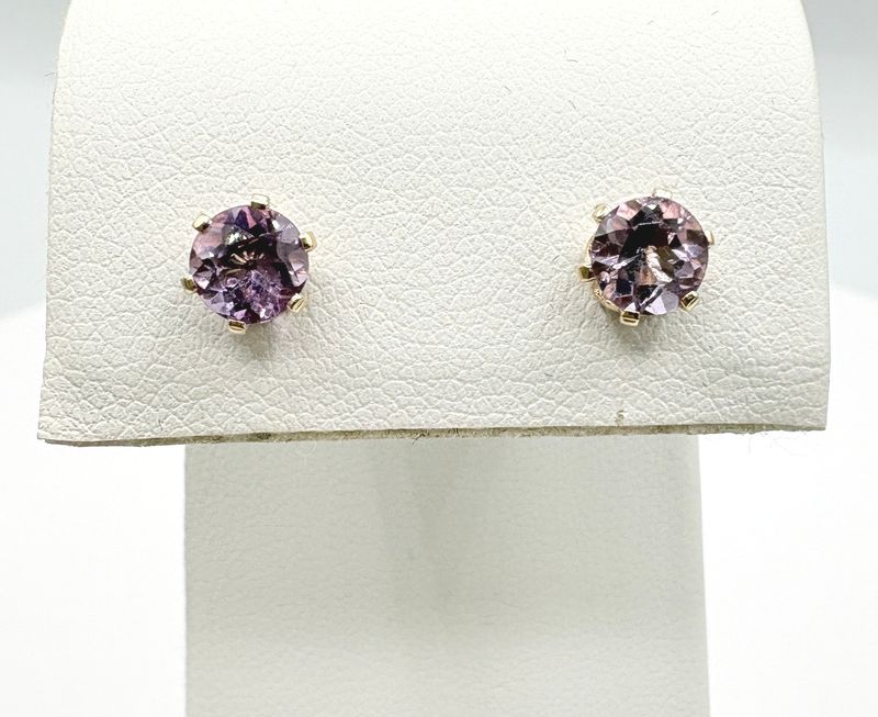 14KY 5MM AMETHYST ROUND STUD EARRING