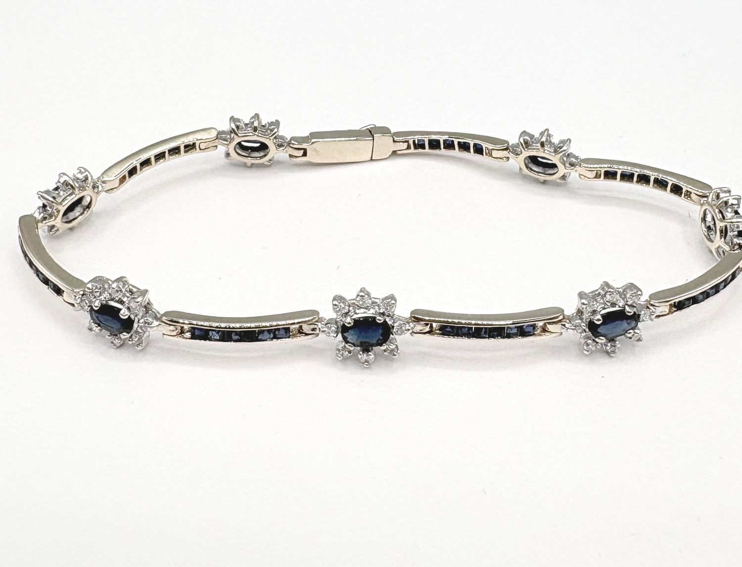14KY SAPPHIRE &amp; DIAMOND BRACELET 7.5"