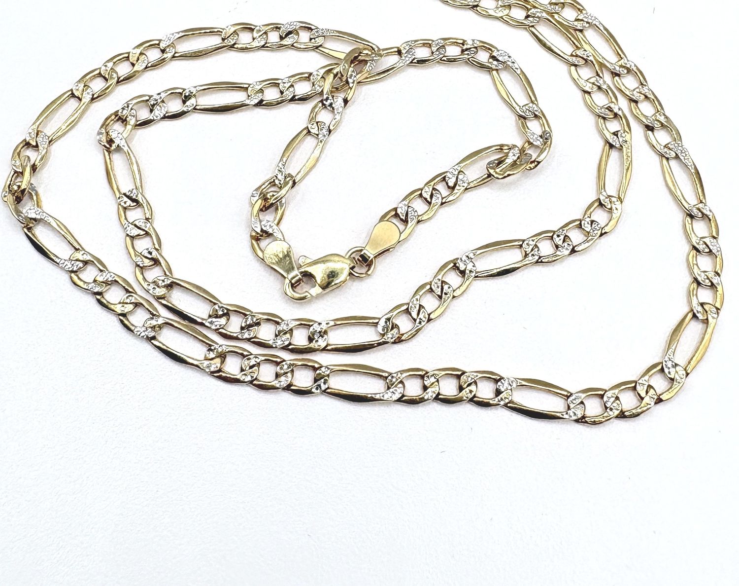 14K TWO TONE FIGARO CHAIN 23"