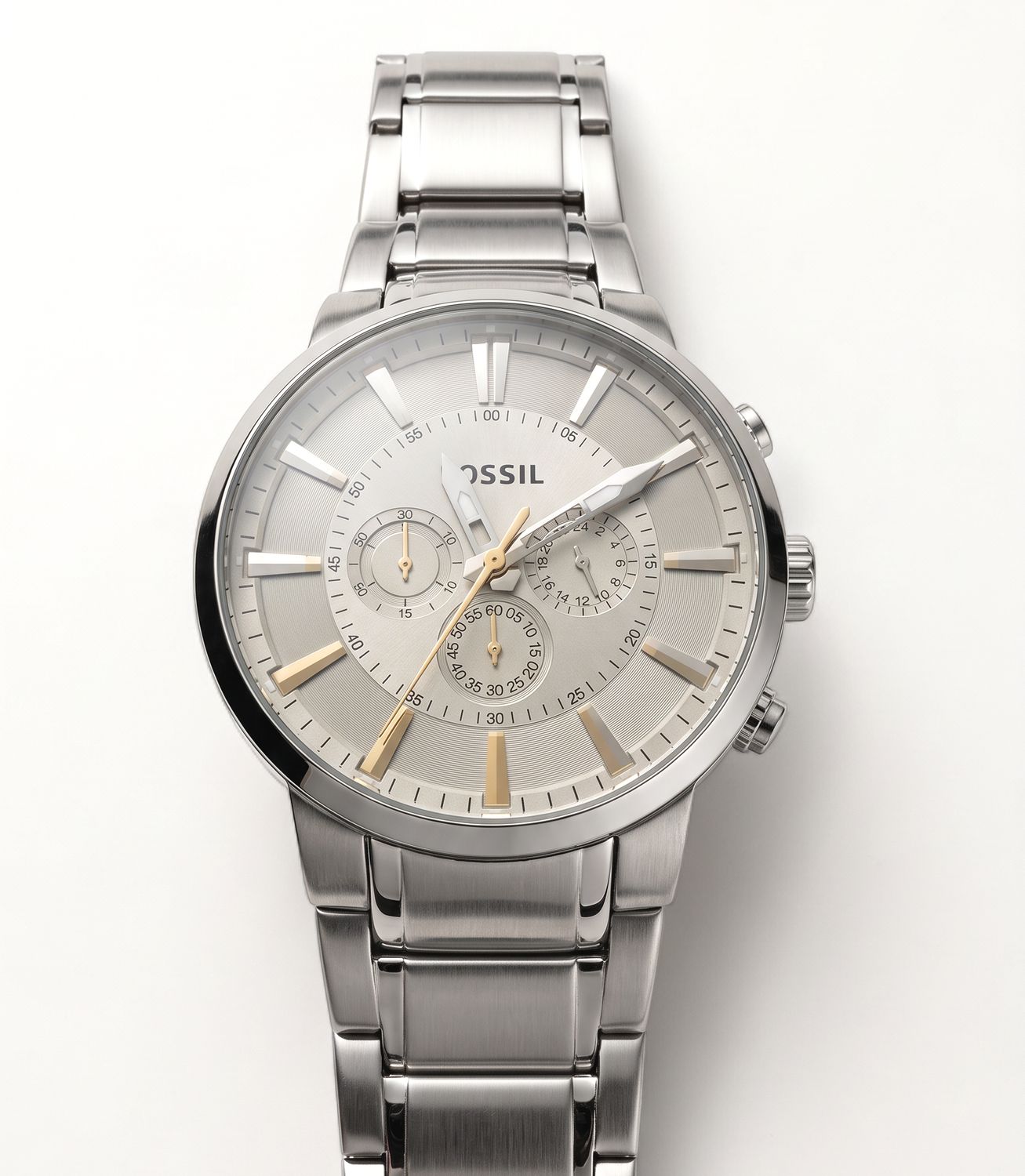MEN'S FOSSIL SILVER TONE WATCH WITH GREY FACE