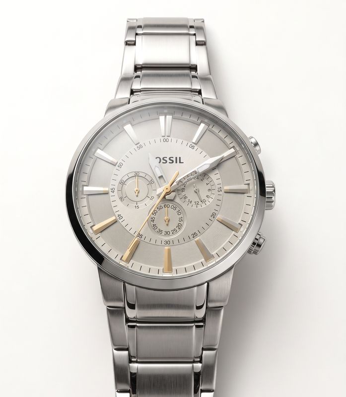MEN'S FOSSIL SILVER TONE WATCH WITH GREY FACE