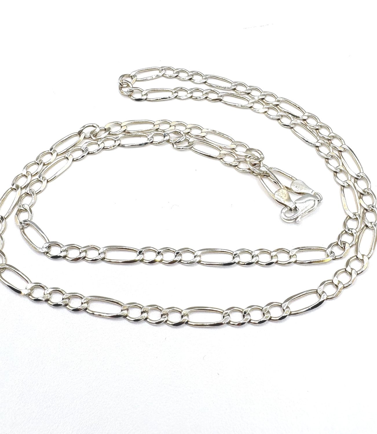 STERLING TWO TONE 4.6MM FIGARO NECKLACE 24"