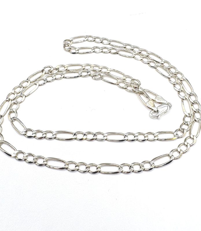 STERLING TWO TONE 4.6MM FIGARO NECKLACE 24"