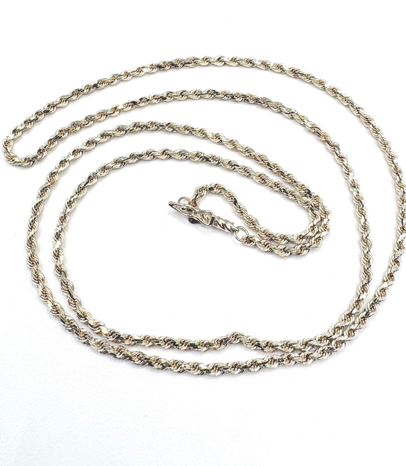 14KY 2MM DIAMOND CUT ROPE CHAIN 24"