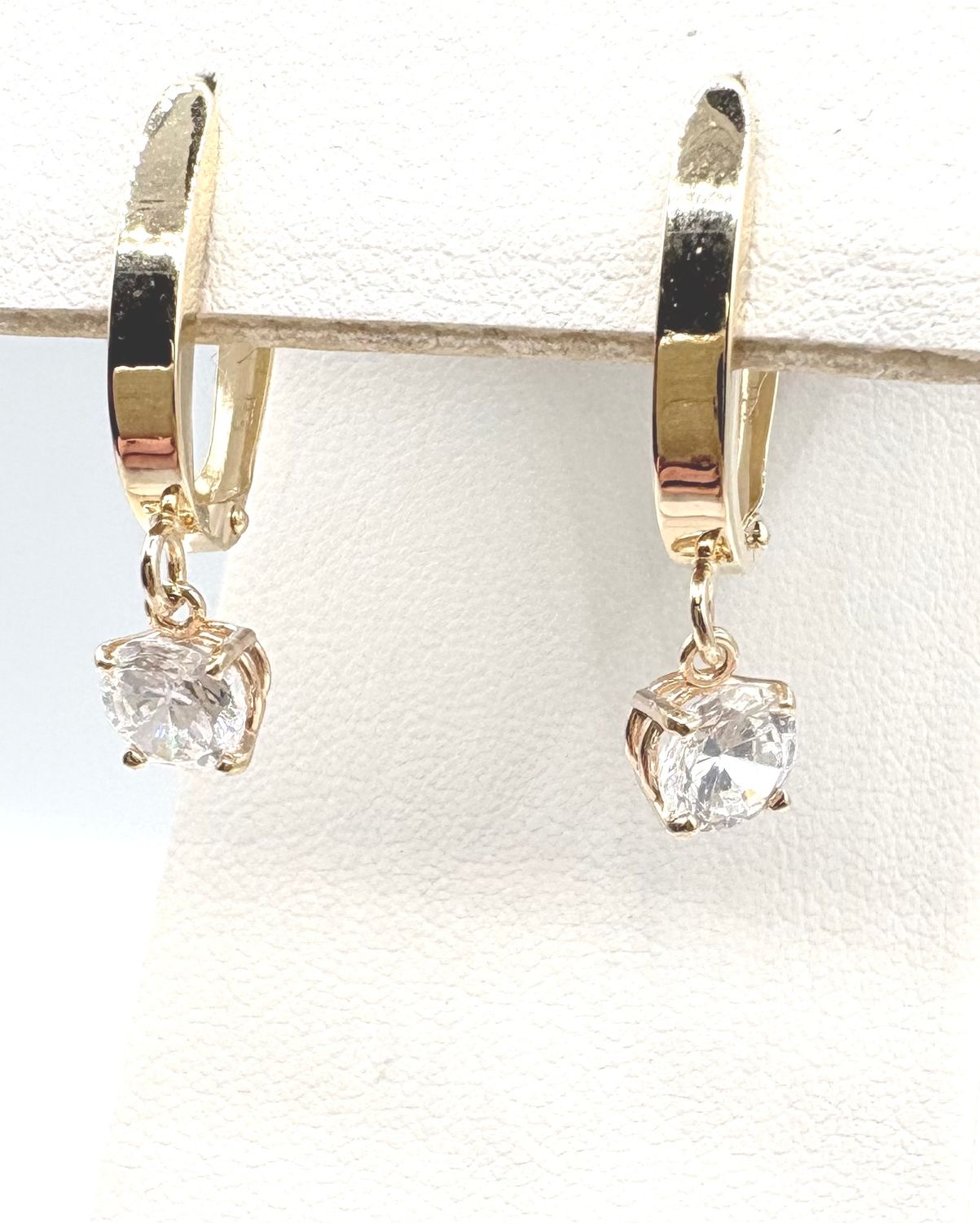 14KY CZ DANGLE HOOP EARRING