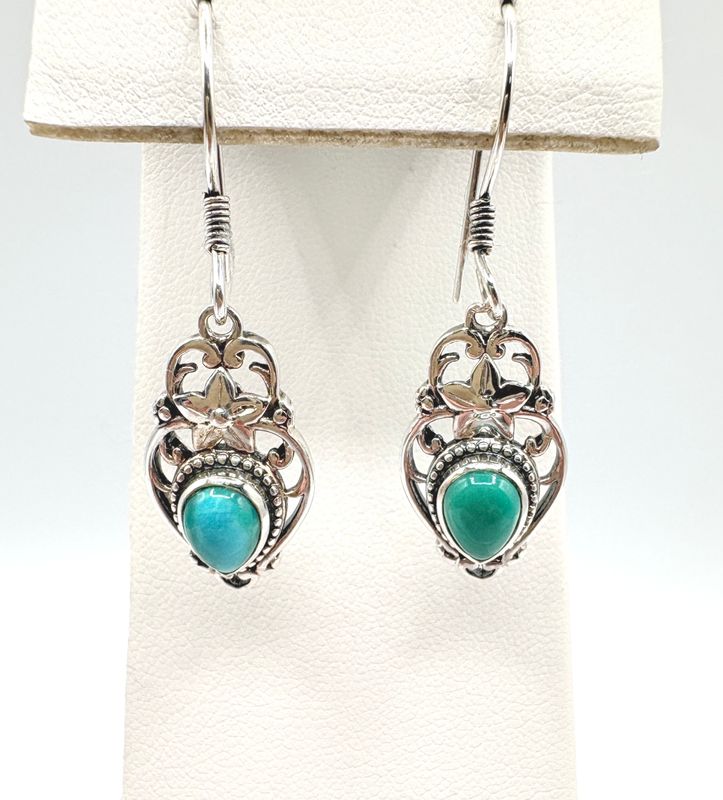 STERLING PEAR TURQUOISE DANGLE EARRING