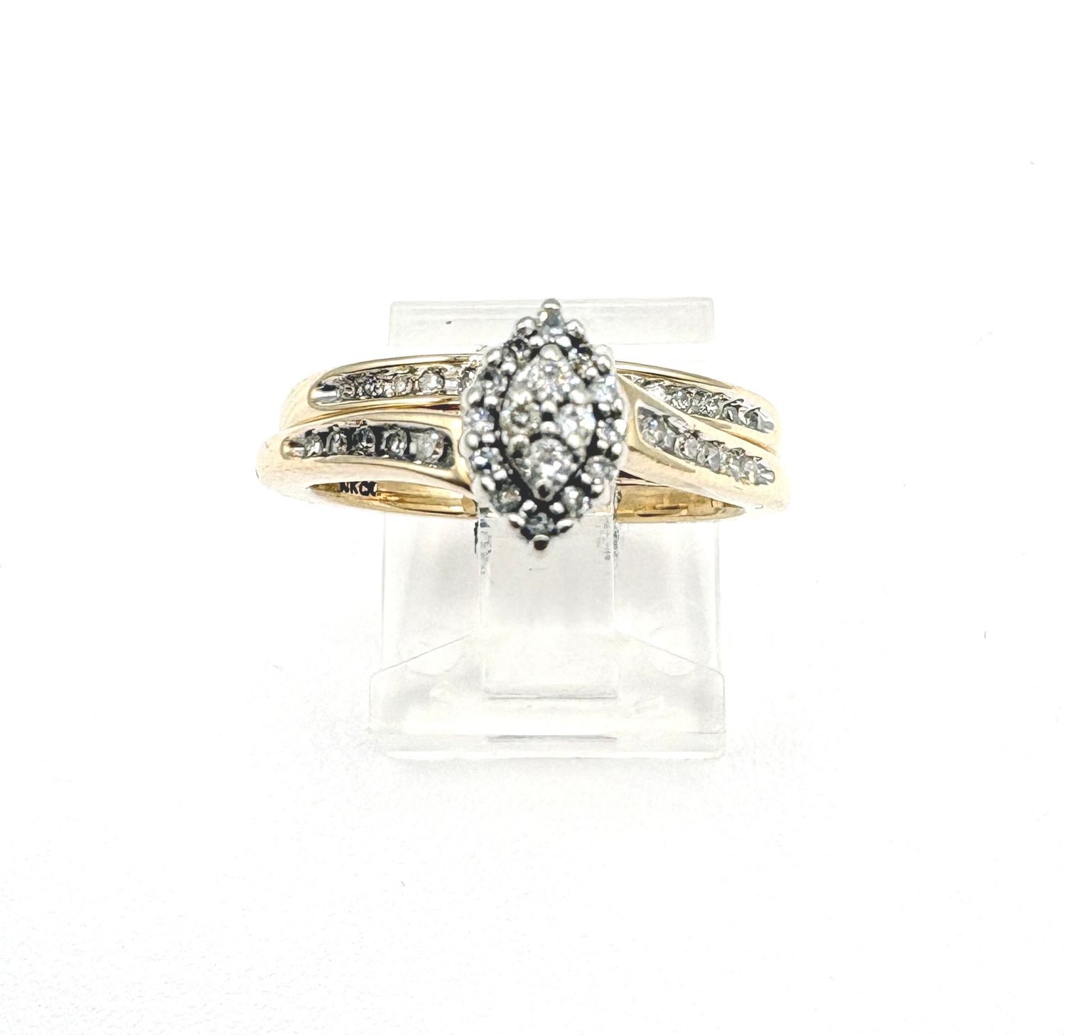 10KY MARQUIS CLUSTER DIAMOND RING AND BAND RING SIZE 7