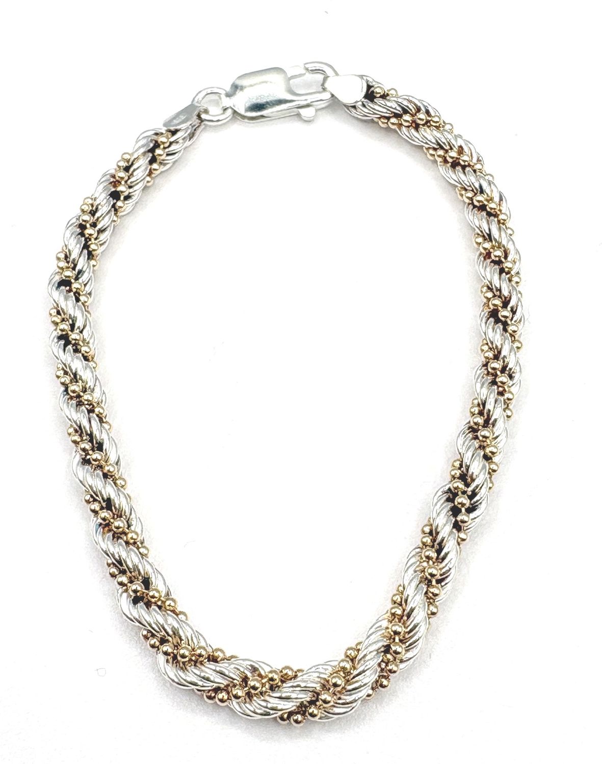 STERLING GOLD PLATED TWISTED ROPE BRACELET 8"