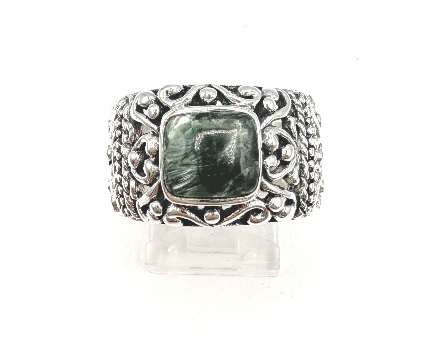 STERLING SERAPHINITE BAND  RING SIZE 5.5