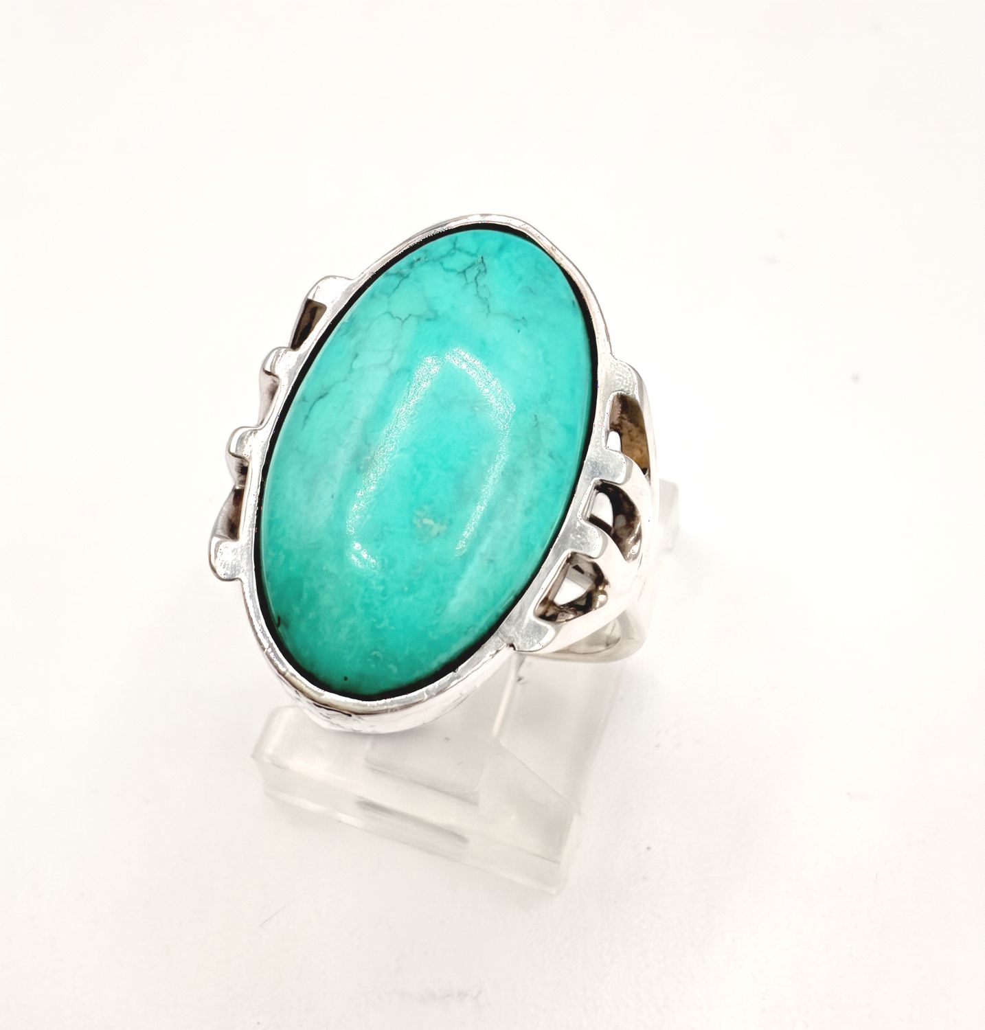 STERLING OVAL TURQUOISE RING SIZE 5.5