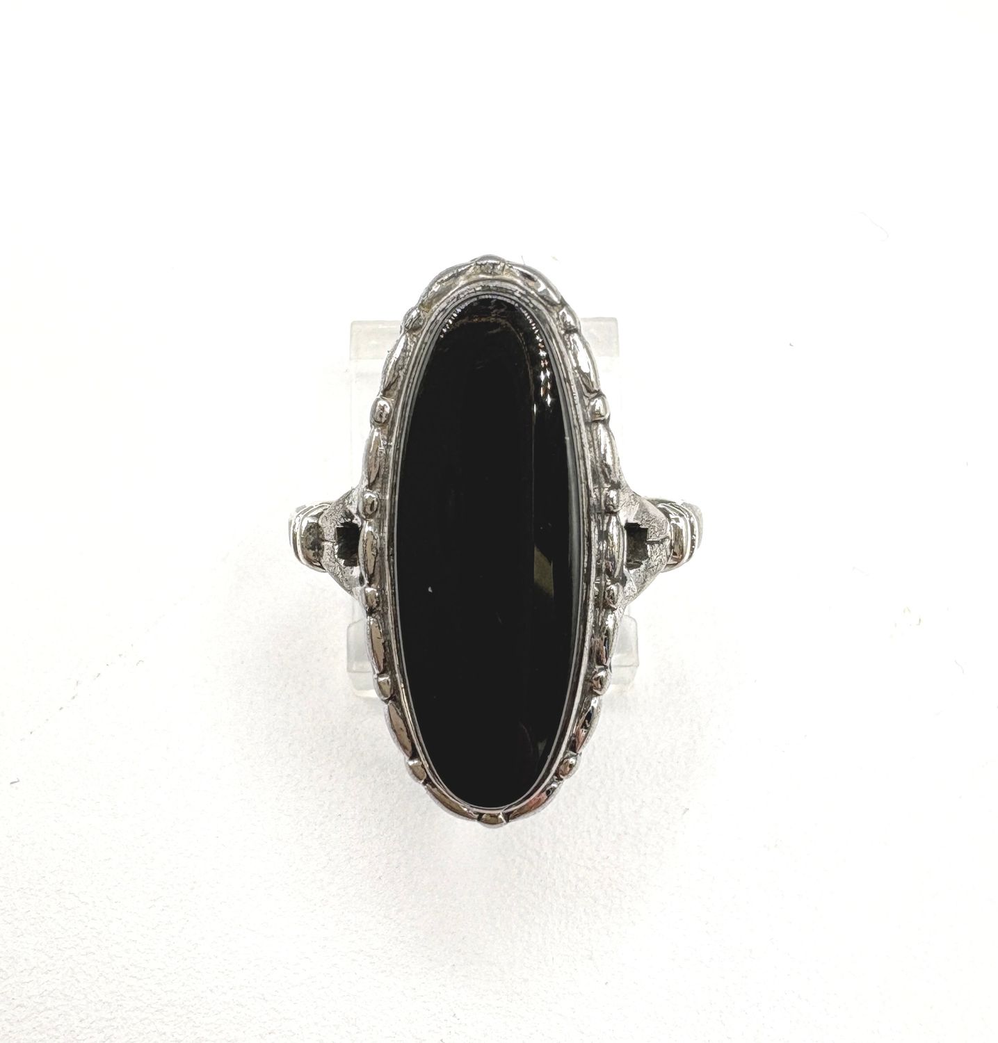 STERLING OBLONG ONYX RING SIZE 8.5
