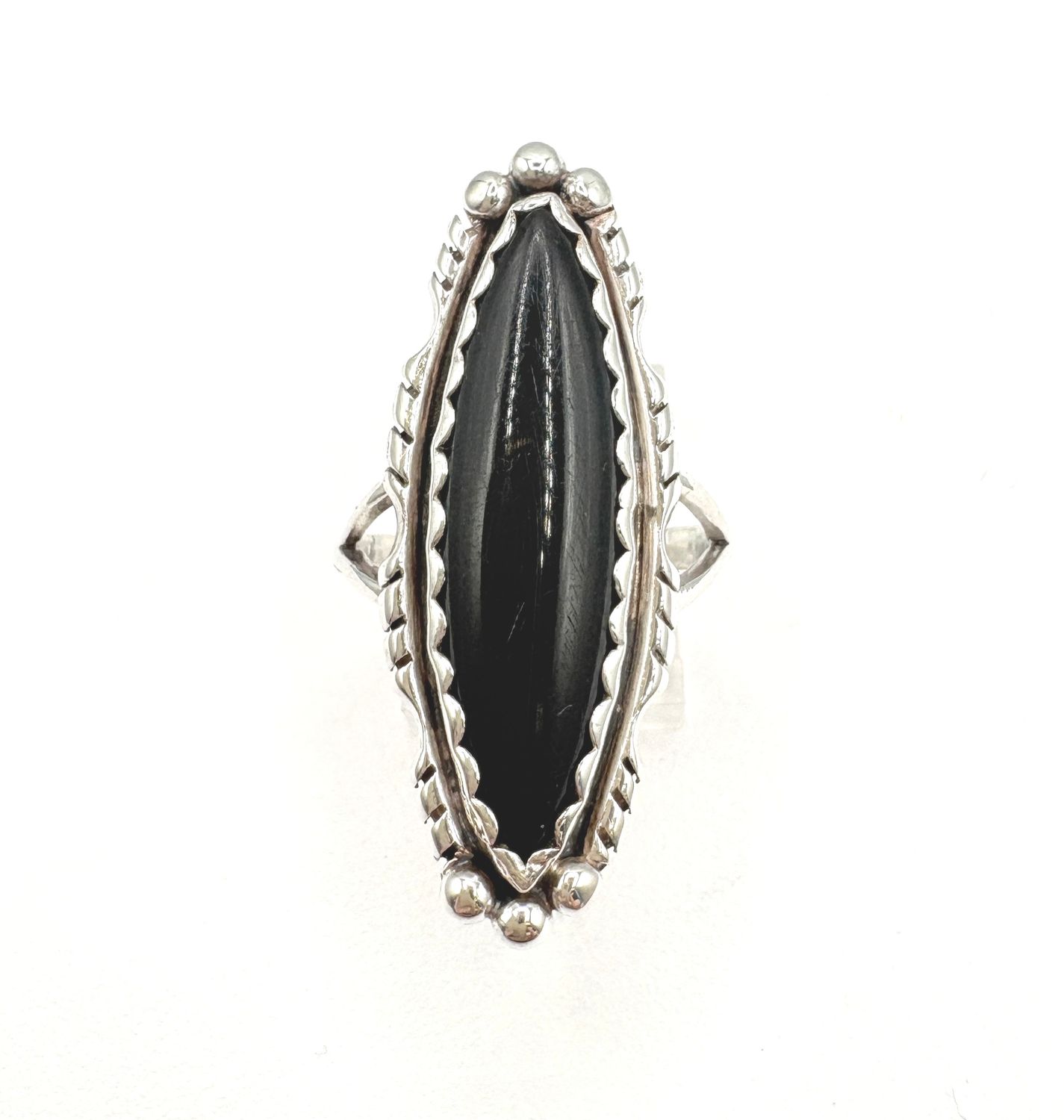 STERLING OBLONG ONYX RING SIZE 8