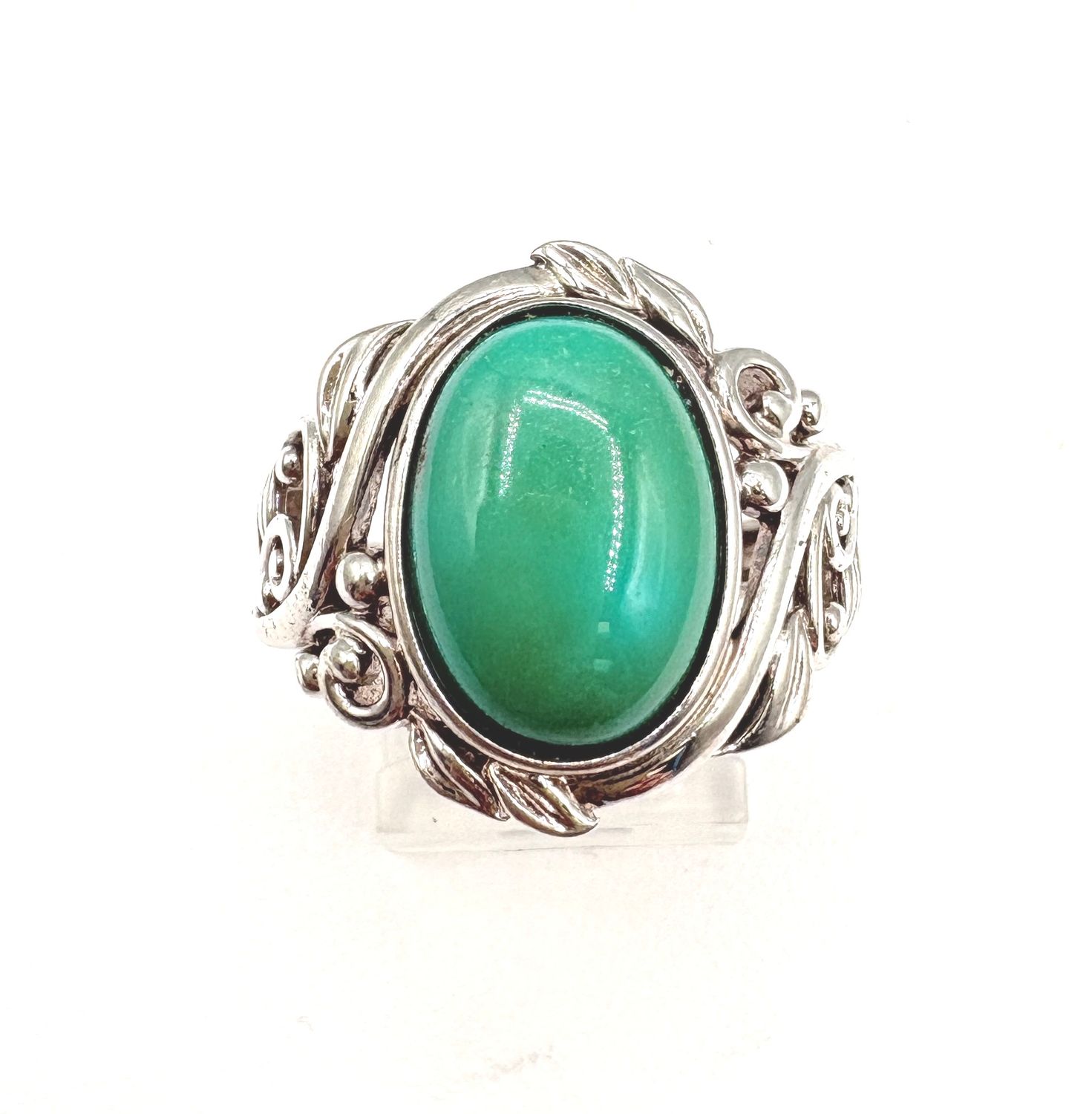 STERLING TURQUOISE WITH GREEN HUE RING SIZE 9