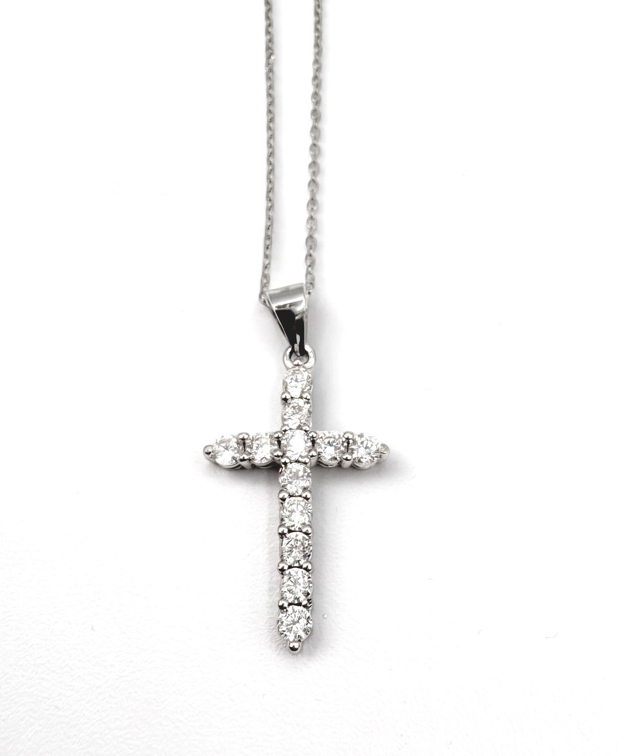 STERLING CZ CROSS AND PENDANT WITH CHAIN 16+2"