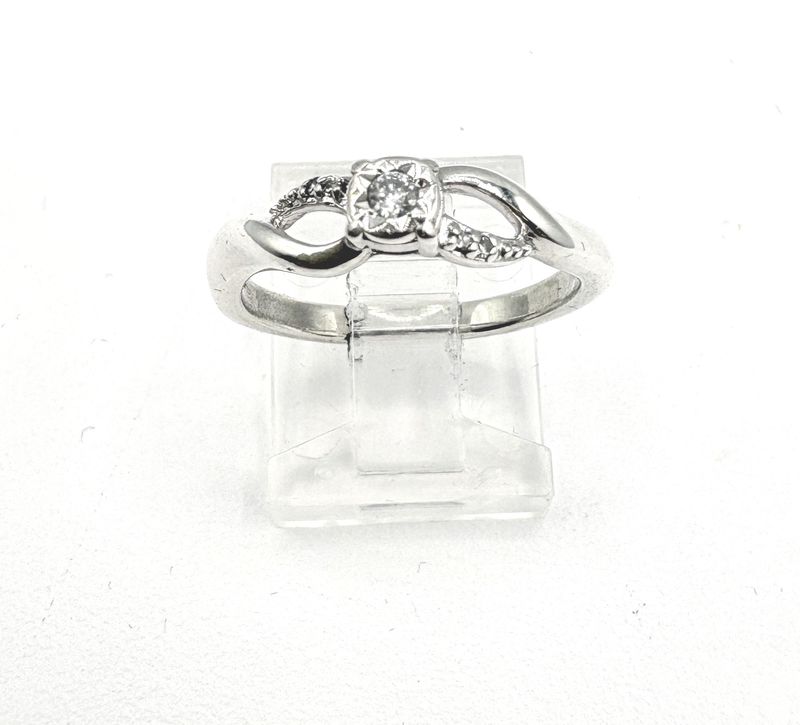 STERLING LAB DIAMOND TWIST BAND RING SIZE 6.5
