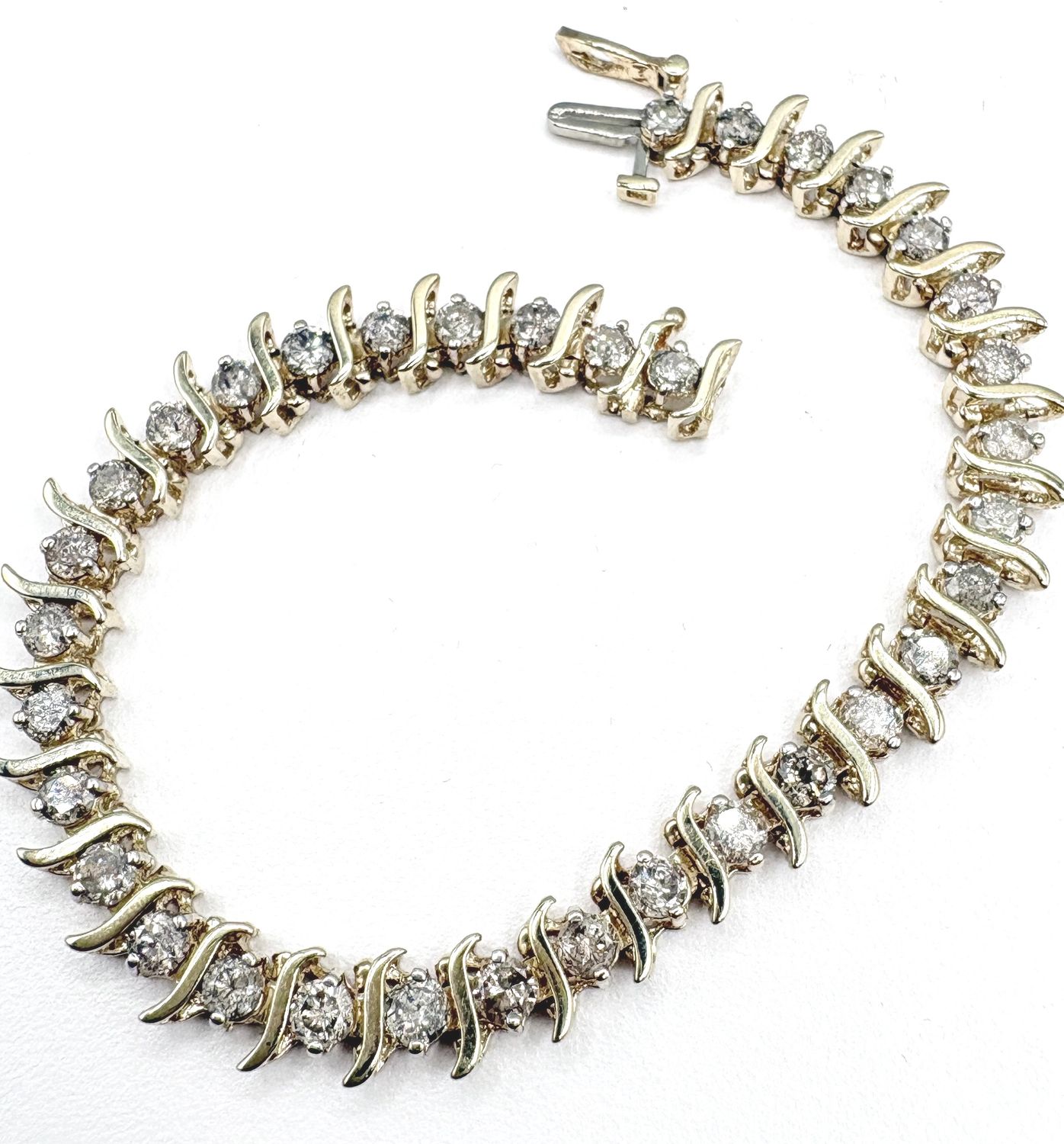 10KY APPROX 3 CTW DIAMOND TENNIS BRACELET 7.5"