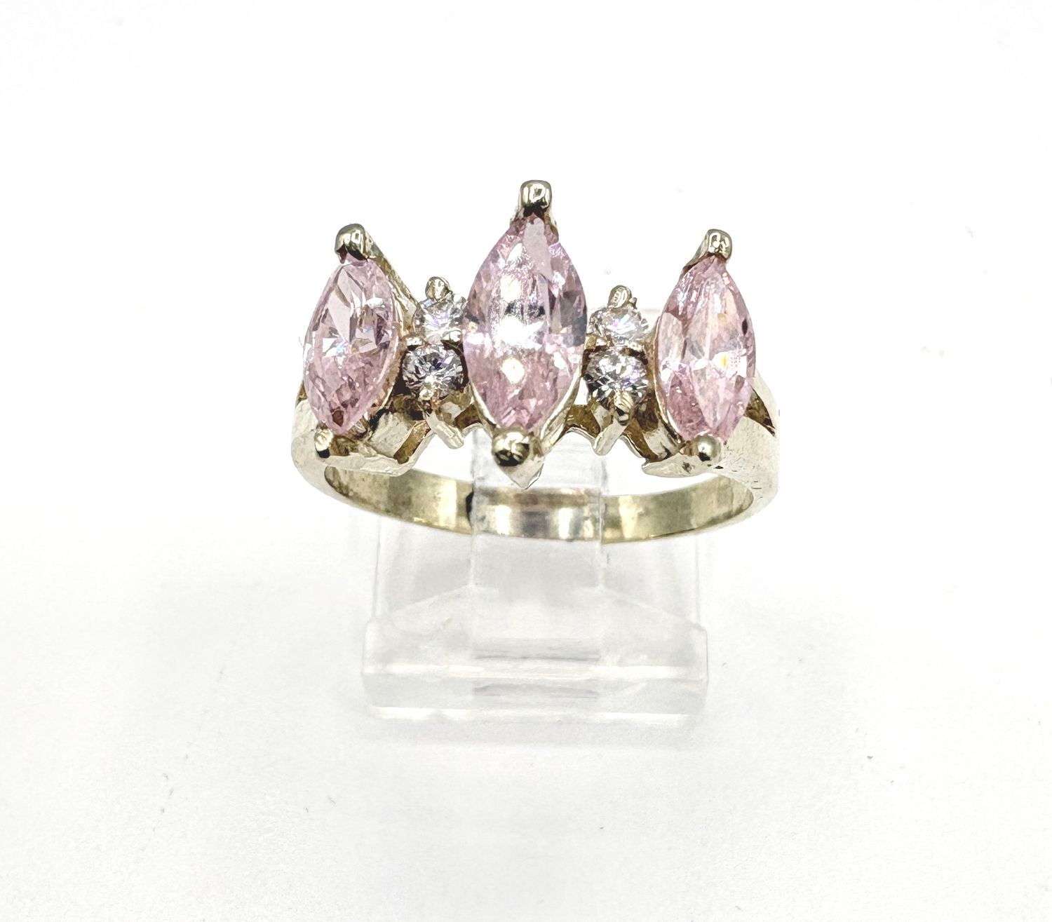 10KY PINK ICE &amp; DIAMOND RING SIZE 8